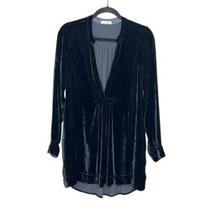 Free People x CP Shades Velvet Silk Blend Black Tunic Top size XS
